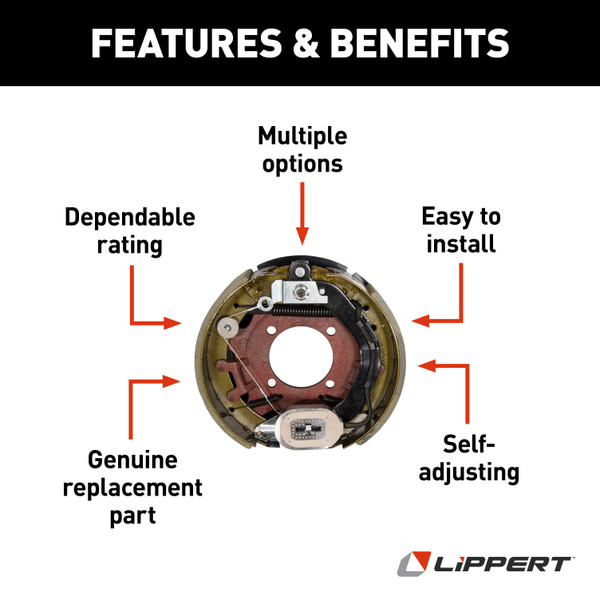 Lippert Electric Trailer Brake Assembly - 12.25" x 3.38" 8,000 lbs. Right Side (Boxed) 298279