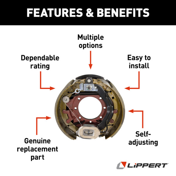 Lippert Electric Trailer Brake Assembly - 12.25" x 5" 12,000 lbs. Right Side 2979981