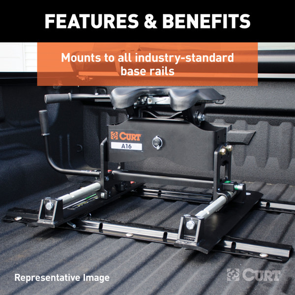 CURT 16550 R20 5th Wheel Roller for Short Bed Trucks, 20,000 lbs