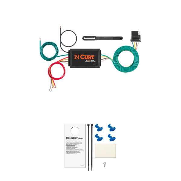 CURT 56190 Powered 3-to-2-Wire Splice-in Trailer Tail Light Converter, 4-Pin Wiring Harness - CURT