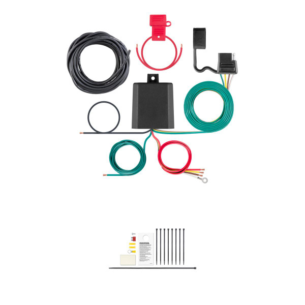 CURT 59496 Weather-Resistant Powered 3-to-2-Wire Splice-in Trailer Tail Light Converter Kit, 4-Pin Wiring Harness - CURT