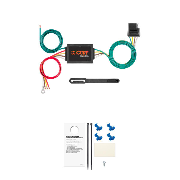 CURT 56130 Non-Powered 3-to-2-Wire Splice-in Trailer Tail Light Converter, 4-Pin Wiring Harness - CURT