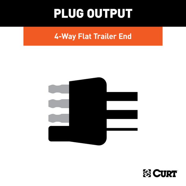 CURT 58032 Trailer-Side 4-Pin Flat Wiring Harness with 48-Inch Wires