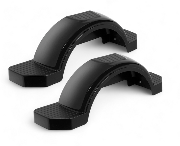 Set of 2, Fulton 13 in. Top & Side Step Black Trailer Fender 008583 - Fulton