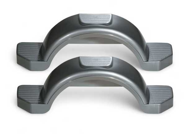 Set of 2, Fulton 14 in. Top & Side Step Silver Trailer Fender 008594 - Fulton