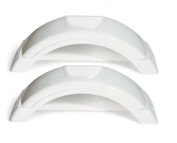 Set of 2, Fulton 8-12 in.No Step White Trailer Fender 008541 - Fulton