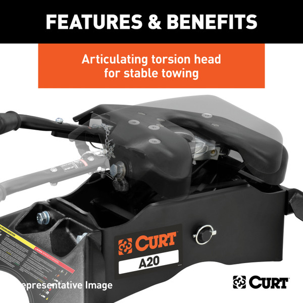 CURT 20K, A20 5th Wheel Slider Hitch, 20,000 lbs, Select Chevy Silverado, GMC Sierra 2500, 3500 HD, 6.5-Foot Bed Puck System 16669