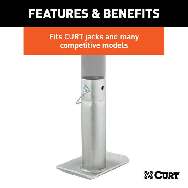 CURT 28274 Trailer Jack Foot, Fits 2-Inch Diameter Tube, Supports 2,000 lbs, 8-1/2-In Height