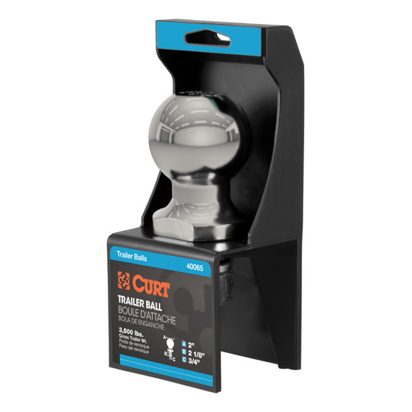 CURT 40082 Stainless Steel Trailer Hitch Ball, 3,500 lbs, 2-Inch Diameter, 3/4 x 2-1/8-Inch Shank - CURT