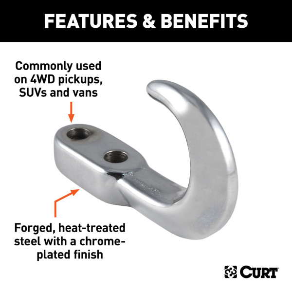 CURT 22420 Chrome Steel Tow Hook, 10,000 lbs Capacity