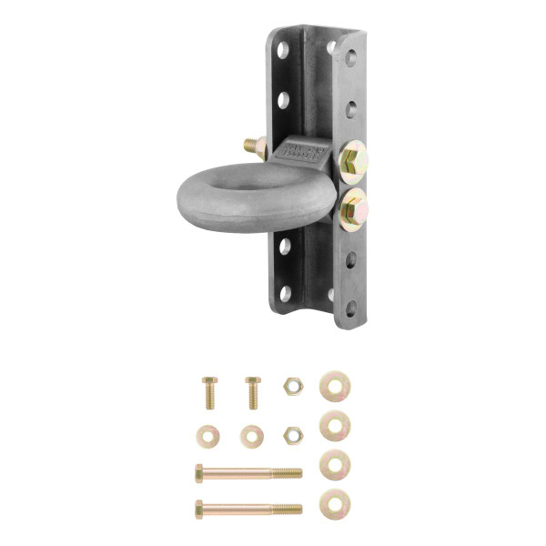 CURT 48640 Raw Steel Adjustable Pintle Hitch Lunette Ring 3-In ID, 12,000 lbs, 11-3/4-Inch Channel Height - CURT