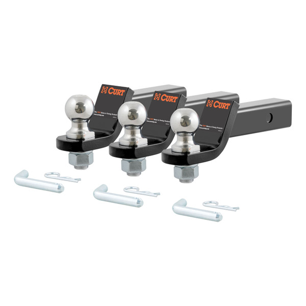 CURT 45037 Trailer Hitch Mounts with 2-Inch Ball & Pin, Fits 2-In Receiver, 7,500 lbss, 2" Drop, 3-Pack - CURT