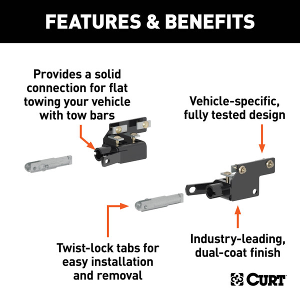 CURT 70130 Custom Tow Bar Base Plate Brackets for Dinghy Towing, Fits Select Ford F-150