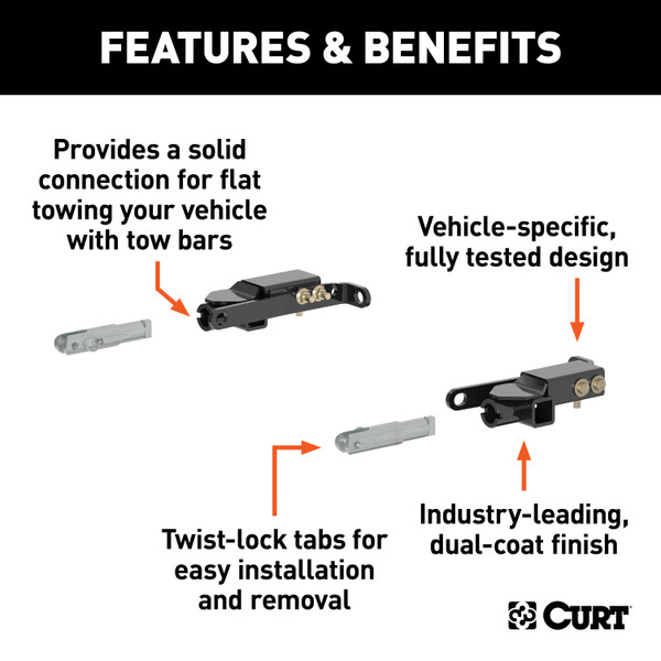 CURT 70111 Custom Tow Bar Base Plate Brackets for Dinghy Towing, Fits Select Cadillac Escalade, Chevrolet Suburban, Tahoe, GMC Yukon, XL