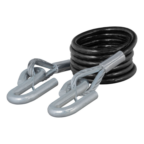 CURT 70008 Replacement 84 x 3/8-Inch Diameter Vinyl-Coated Coiled Tow Bar Safety Cable with Snap Hooks, 7,500 Pounds - CURT