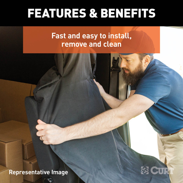 CURT 18521 Seat Defender 58-Inch x 63-Inch Black Waterproof Universal Extra-Large Bench Truck Seat Cover Protector