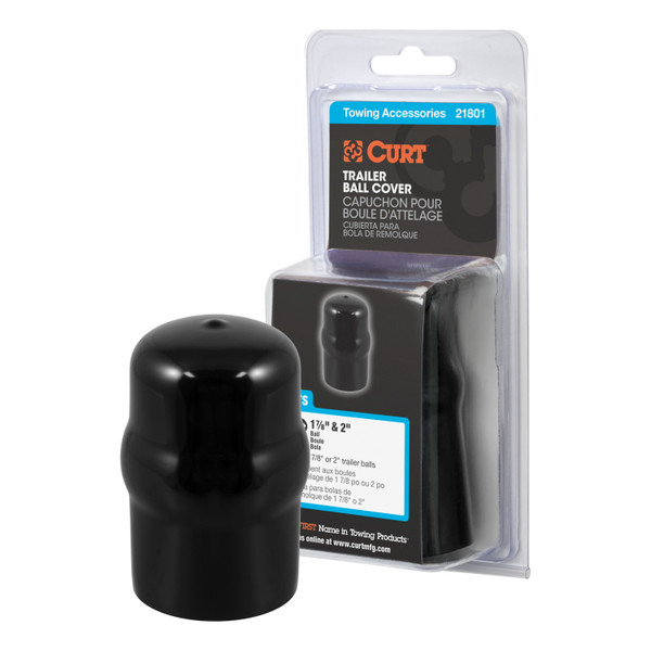 CURT 21801 Black Rubber Trailer Hitch Ball Cover, 1-7/8 or 2-Inch Diameter - CURT