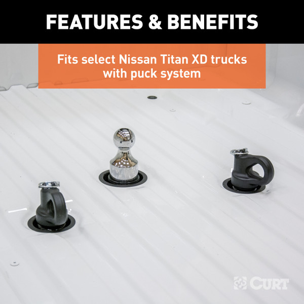 CURT 60691 OEM Puck System Gooseneck Safety Chain Anchors, 30K, Fits Select Silverado, Sierra 2500, 3500 HD, F-250, F-350, Nissan Titan XD