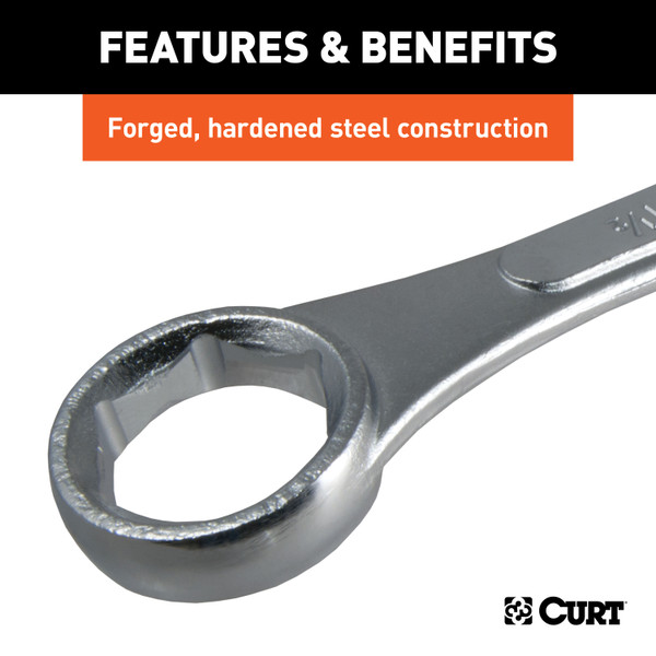 CURT 20001 Box End Wrench, 1-1/8, 1-1/2-Inch Openings, Torque Trailer Hitch Balls with 3/4 or 1-Inch Diameter Shank