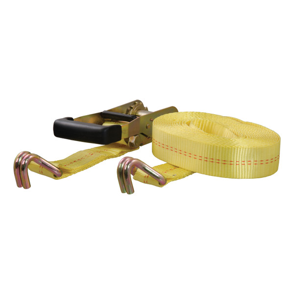 CURT 83047 2-Inch x 27-Foot Yellow Nylon Ratchet Strap, 10,000 lbs. Break Strength - CURT