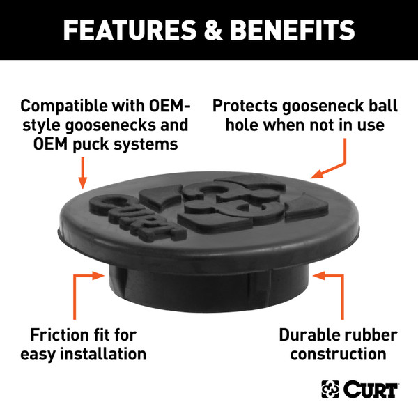 CURT 66155 Replacement Black Rubber Gooseneck Hitch Cover