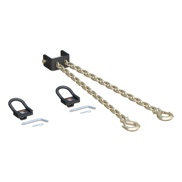 CURT 16612 CrossWing 5th Wheel Safety Chain Assembly with Rail Anchors - CURT