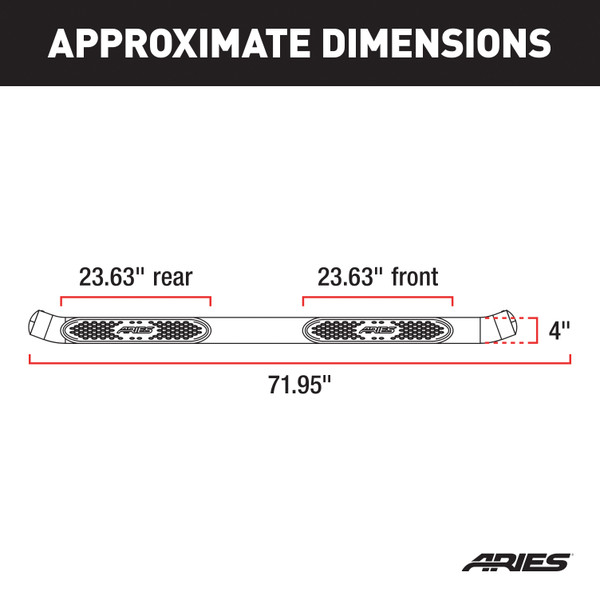 ARIES S224052 4-Inch Oval Black Steel Nerf Bars, Select Chevrolet Colorado, GMC Canyon Extended Cab