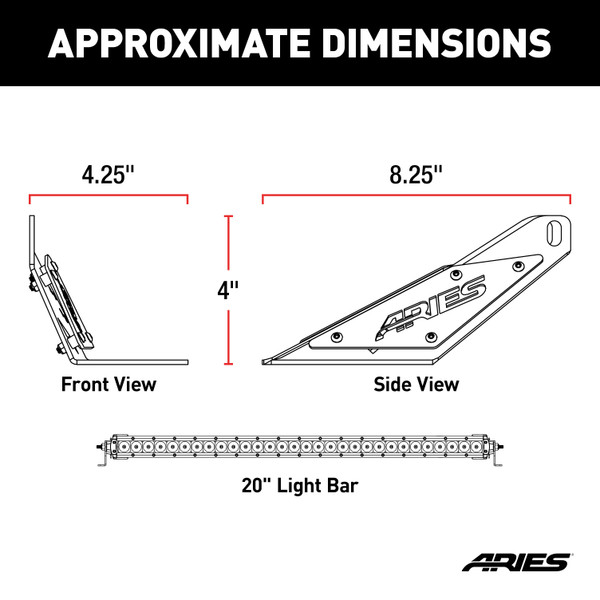 ARIES 1501302 20-Inch LED Light Bar for Jeep Wrangler TJ, Hood Mount Brackets, 9,800-Lumen Combo Beam