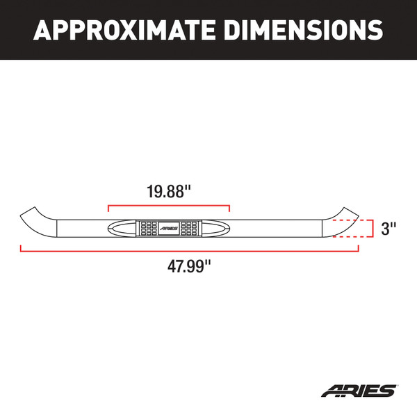 ARIES 203038 3-Inch Round Black Steel Nerf Bars, No-Drill, Fits Select Ford Bronco
