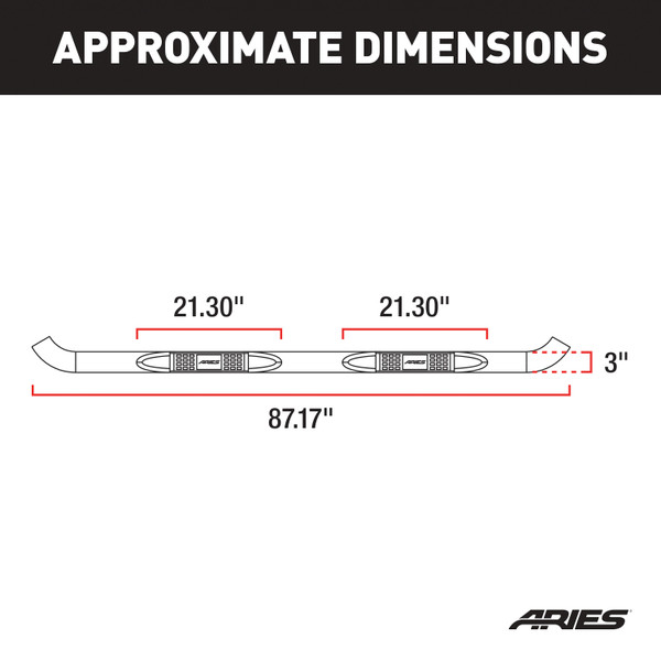 ARIES 204045 3-Inch Round Black Steel Nerf Bars, No-Drill, Fits Select Chevrolet Silverado, GMC Sierra 1500, 2500, 3500 HD