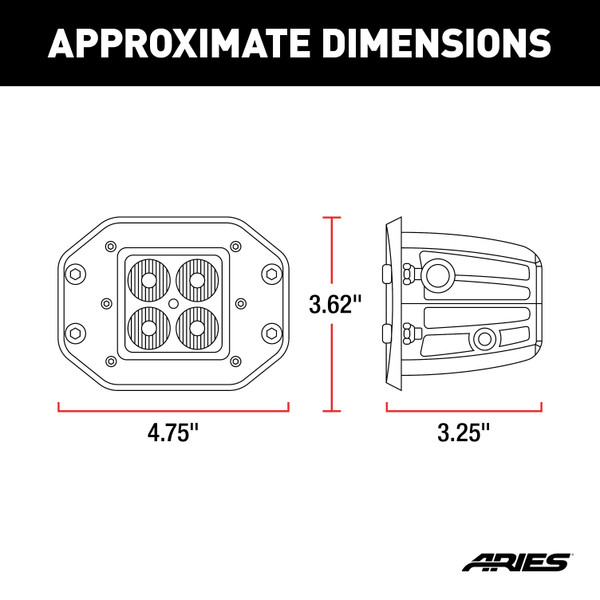 ARIES 1501250 2-Inch Flush-Mount LED Lights, 2,200 Lumens Flood Beam, Waterproof and Dustproof, 2-Pack