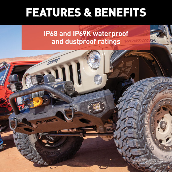 ARIES 1501250 2-Inch Flush-Mount LED Lights, 2,200 Lumens Flood Beam, Waterproof and Dustproof, 2-Pack