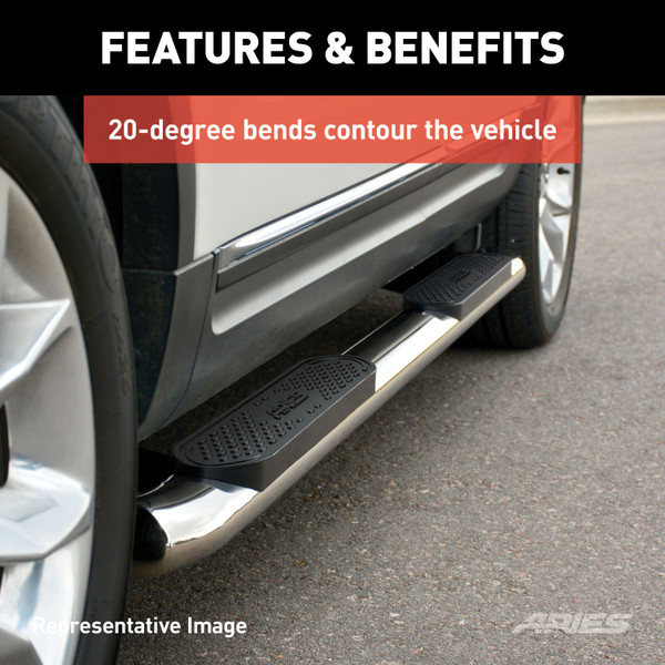 ARIES S222012-2 4-Inch Oval Polished Stainless Steel Nerf Bars, Select Toyota Tundra