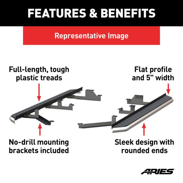 ARIES 2051041 AeroTread 5 x 73-Inch Polished Stainless SUV Running Boards, Select Chevrolet Blazer