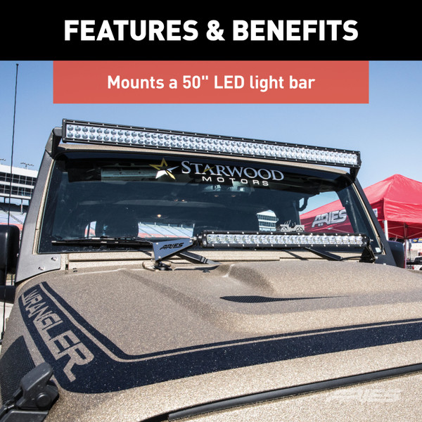 ARIES 15911 Jeep Wrangler JK Roof Light Brackets, LEDs Sold Separately
