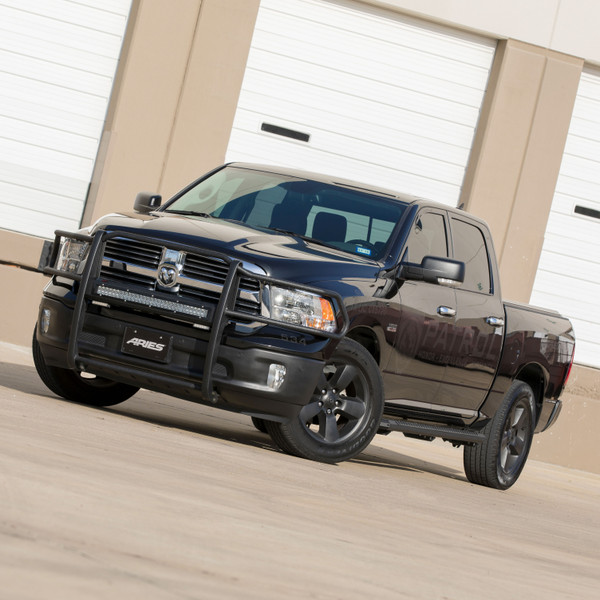 ARIES 2170028 Pro Series Black Steel Grille Guard with Light Bar, Select Dodge, Ram 1500