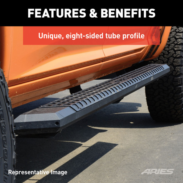 ARIES 2556045 AdvantEDGE Black Aluminum 75-Inch Truck Running Boards, Select Nissan Titan