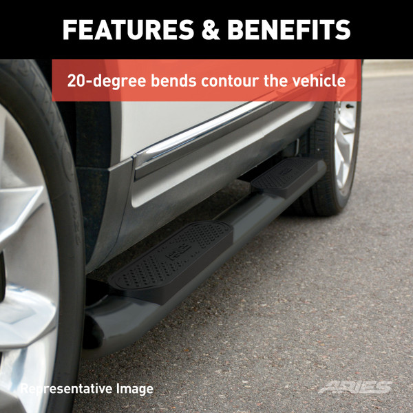 ARIES S225039 4-Inch Oval Black Steel Nerf Bars, Select Dodge, Ram 1500, 2500, 3500