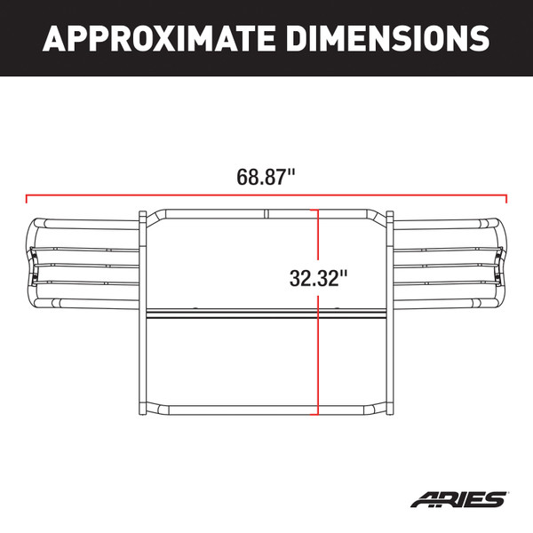 ARIES 2053 1-1/2-Inch Black Steel Grille Guard, No-Drill, Select Toyota Tundra
