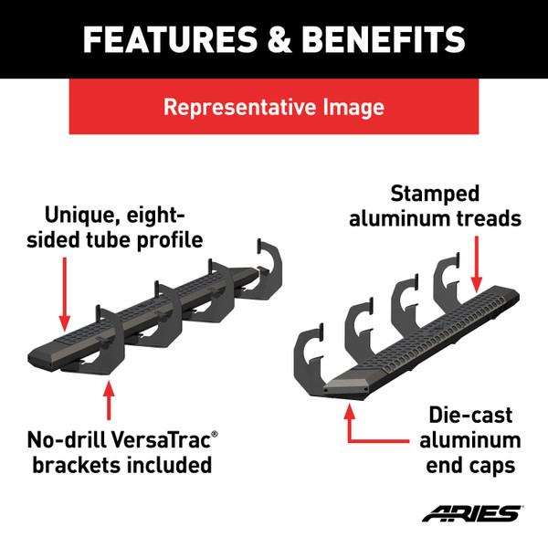 ARIES 2556052 AdvantEDGE Black Aluminum 85-Inch Truck Running Boards, Select Ford Ranger Crew Cab