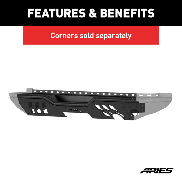 ARIES 2081021 TrailChaser Black Aluminum Rear Bumper Center Section Only, Select Jeep Wrangler JK