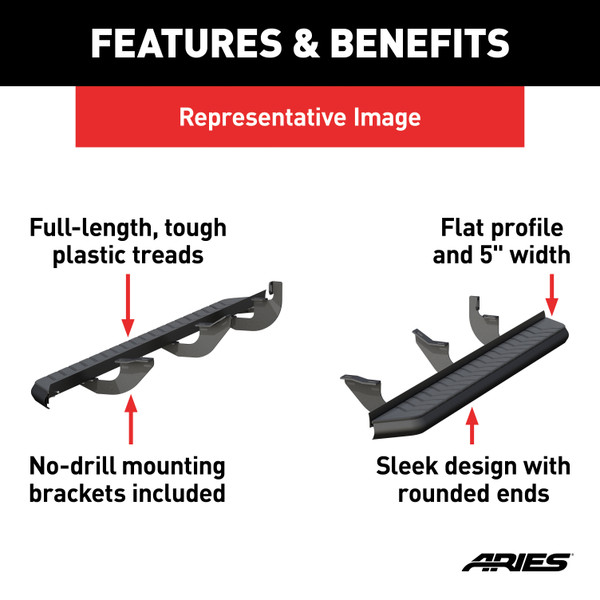 ARIES 2061021 AeroTread 5 x 70-Inch Black Stainless SUV Running Boards, Select Ford Escape