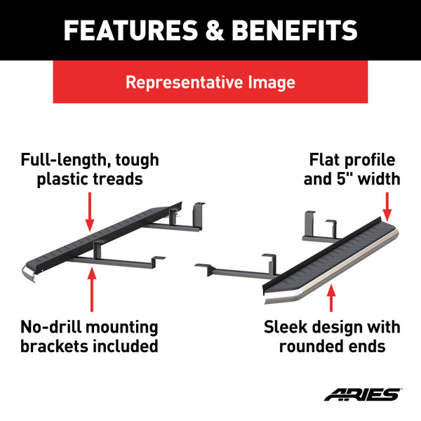 ARIES 2051033 AeroTread 5 x 67-Inch Polished Stainless SUV Running Boards, Select Chevrolet Equinox, GMC Terrain