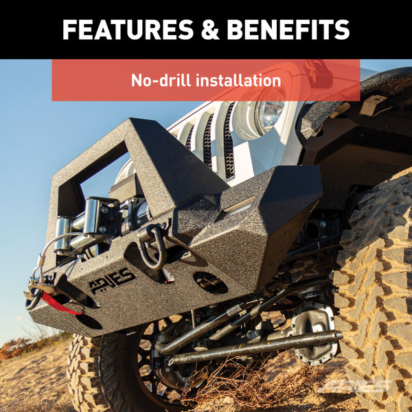 ARIES 2081004 TrailChaser Black Aluminum Front Bumper Center Section Only, Select Jeep Wrangler JL, Gladiator