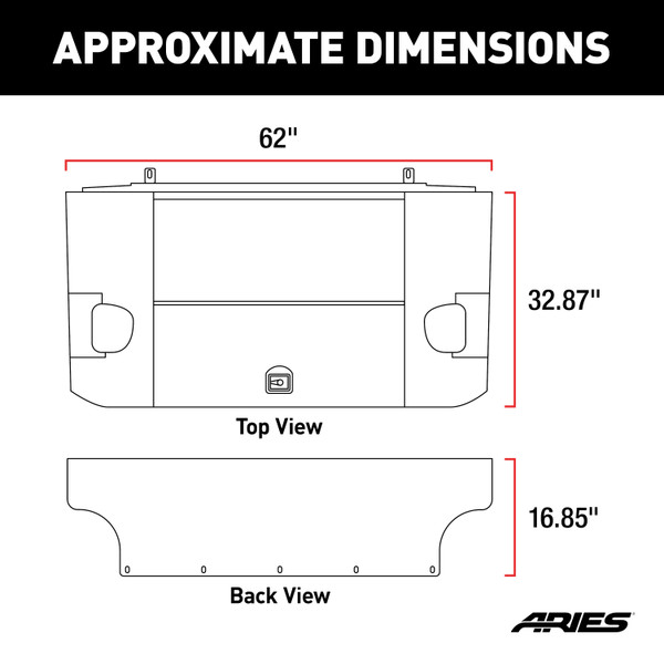 ARIES 2070465 Black Aluminum Cargo Cover Storage Box Lid, Select Jeep Wrangler JK Unlimited