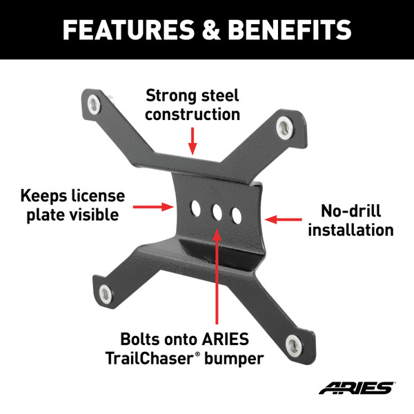 ARIES 55-0000 Jeep Bumper License Plate Bracket