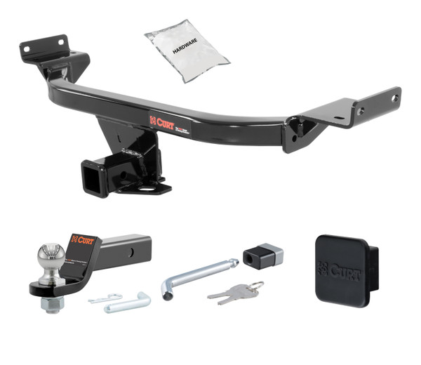 17 - 22 KIA Sportage 2in. CURT Trailer Hitch + Ball Mount + Cover + Lock Kit HWA1636 - CURT