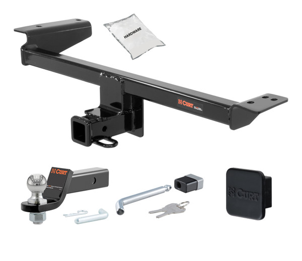 12 - 19 Land Rover Range Rover Evoque Excluding convertible 2in. CURT Trailer Hitch + Ball Mount + Cover + Lock Kit HWA1654 - CURT