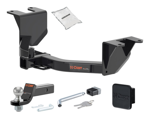 19 - 24 Chevrolet Silverado 1500 Excluding factory receiver 2in. CURT Trailer Hitch + Ball Mount + Cover + Lock Kit HWA415 - CURT
