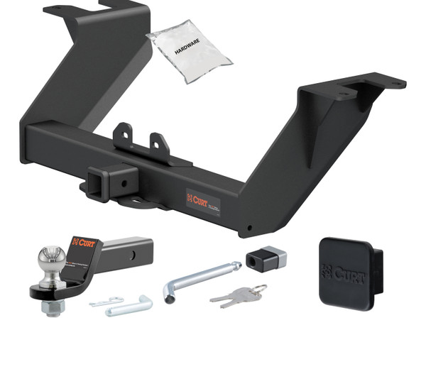 19 - 24 Chevrolet Silverado 1500 With factory receiver 2in. CURT Trailer Hitch + Ball Mount + Cover + Lock Kit HWA416 - CURT